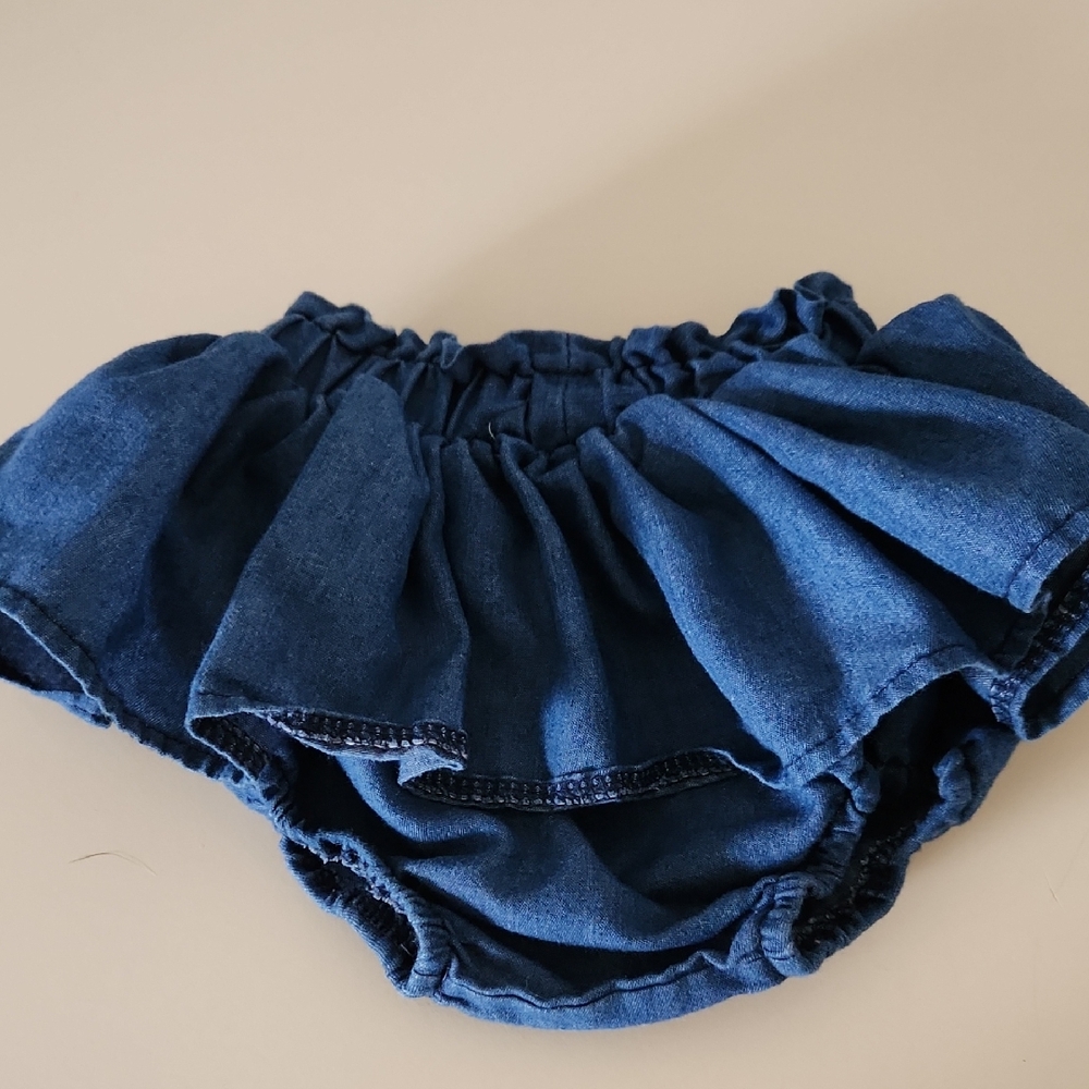 Blue Ruffled Baby Skirt With Bloomers